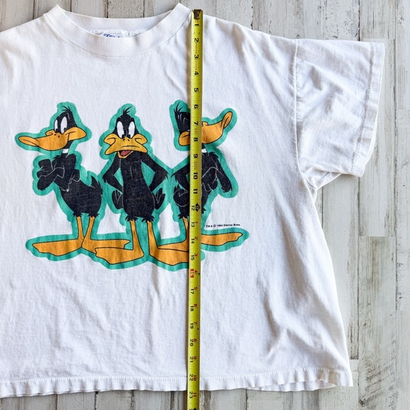 Vintage Looney Tunes Daffy Duck T-Shirt 90s Single Stitch Cropped Boxy Women’s - Picture 15 of 16